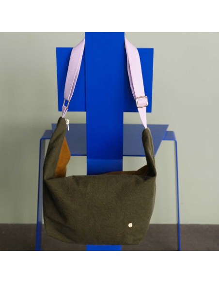 HALF-MOON BAG LA CERISE TRICOLO KALE NUTS 53X28 ORGANIC COTTON