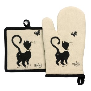 KITCHEN PLATE GLOVE DUBOUT CHAT PAPΙLLON 18x29 100% COTTON