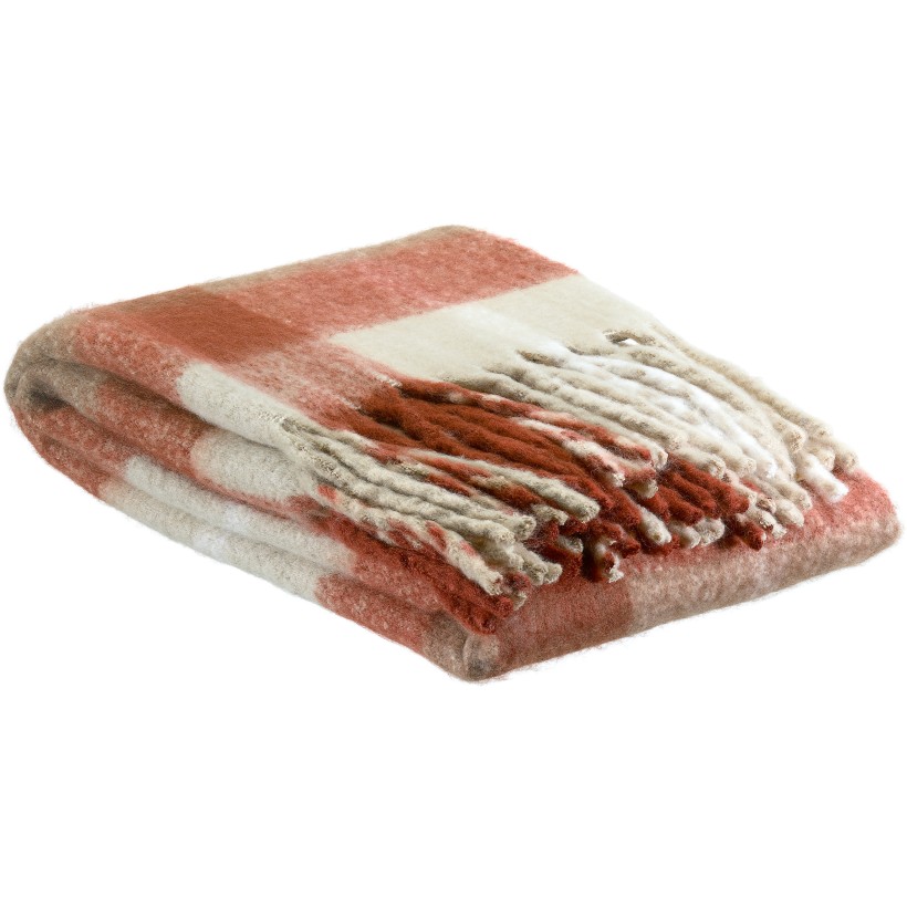 THROW VIVARAISE ISABEL TARTAN CARAMEL 130X160 100% RECYCLED POLYESTER