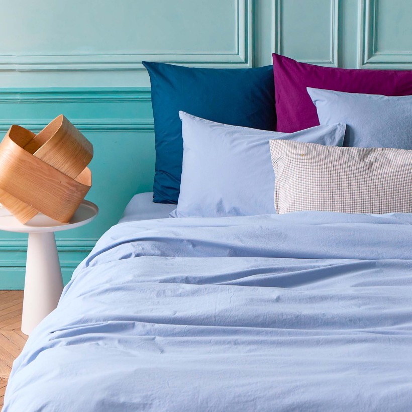 ΣΕΝΤΟΝΙ ΜΕ ΛΑΣΤΙΧΟ LA CERISE CELESTE BLUETIFUL 180x200 100% ΟΡΓΑΝΙΚΟ ΒΑΜΒΑΚΙ PERCALE
