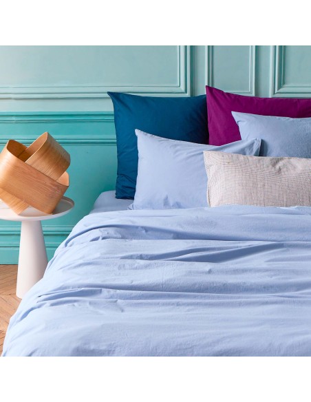 ΣΕΝΤΟΝΙ ΜΕ ΛΑΣΤΙΧΟ LA CERISE CELESTE BLUETIFUL 180x200 100% ΟΡΓΑΝΙΚΟ ΒΑΜΒΑΚΙ PERCALE