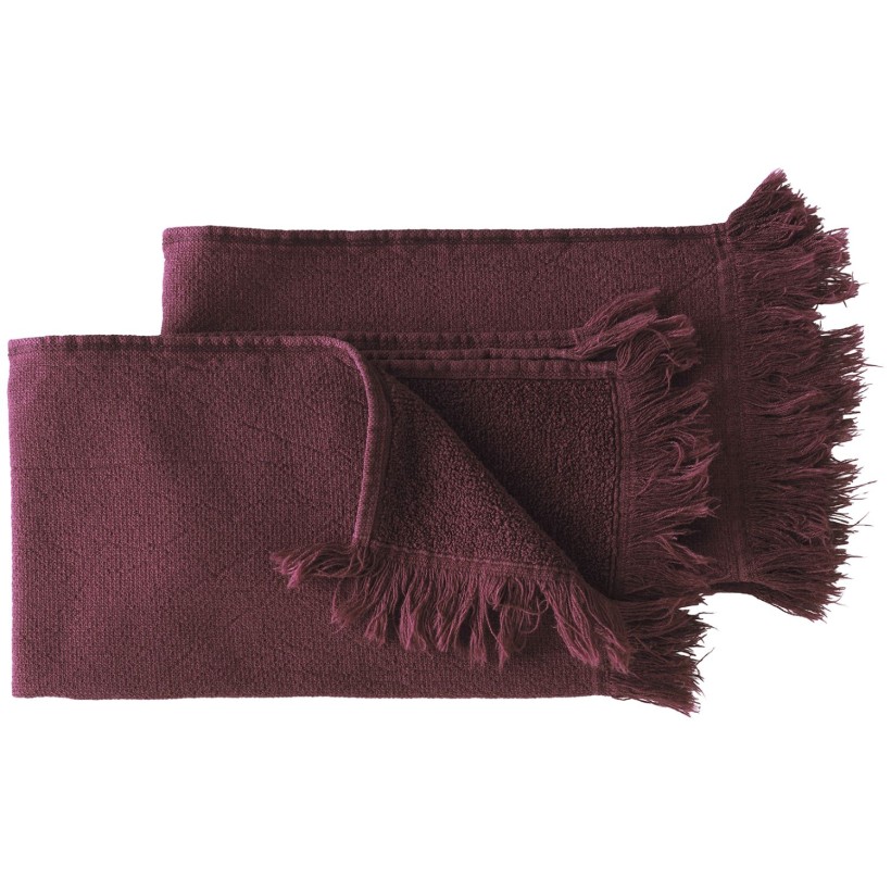 HAND TOWEL SET OF 2 LA CERISE LUNA WINE 30x50 100%ORGANIC COTTON